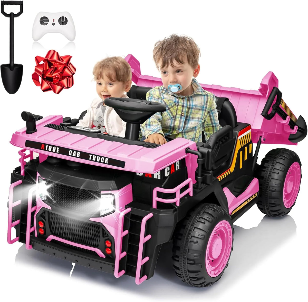 24V Ride on Toys with Remote Control, 2 Seater 400W Ride on Dump Truck, Electric Powered Ride on with Dump Bed, 3 Speeds, Shovel, Blue