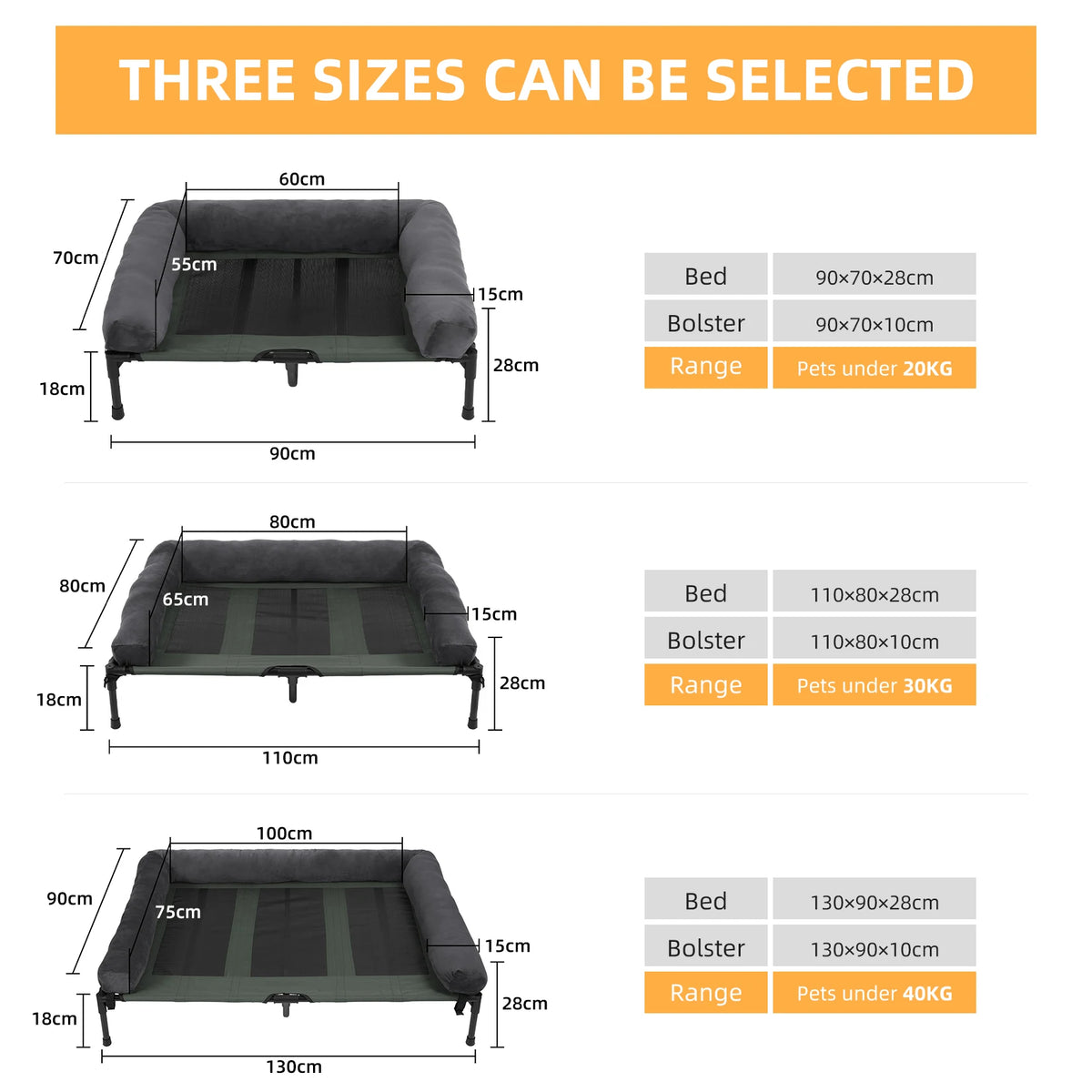 XXL XL Large Cooling Elevated Dog Bed  Indoor Outdoor Raised Sofa Bed with Plush Mat Winter Summer