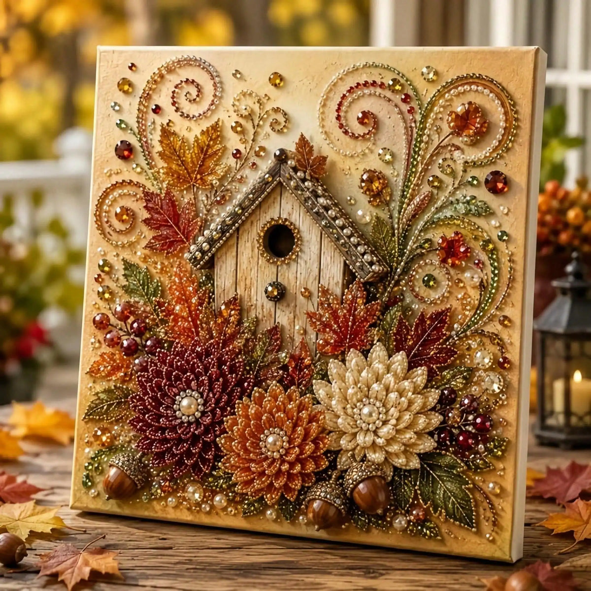 Autumn Pumpkin Pearl Painting Kit, 5D Diamond Art DIY Craft For Adults & Beginners, Cute Fall Harvest Painting Set