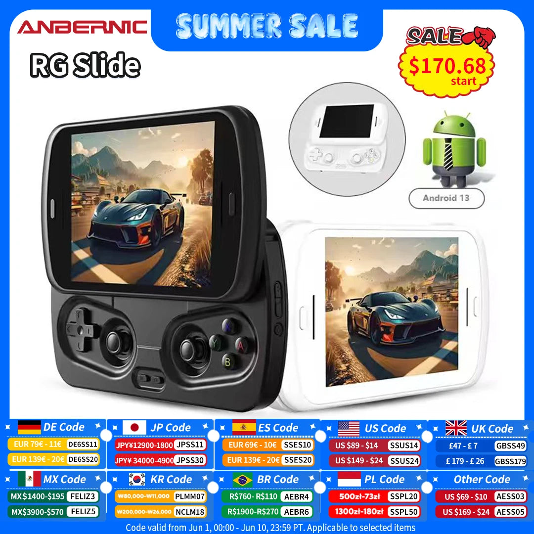 Anbernic RG Slide Handheld Game Console Android 4.7" LTPS In-Cell Screen Capacitive Joystick WIFI Bluetooth Video Gaming Player
