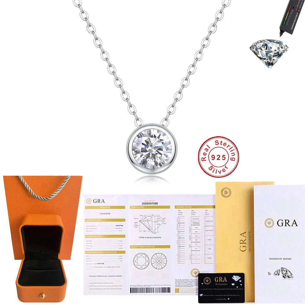Cbtb S925 Sterling Silver 1 Carat Moissanite Round Pendant Cross Chain Necklace Women Engagement Fashion Jewelry Wholesale