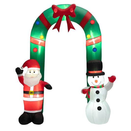8ft Christmas Inflatable Archway w/ Santa Claus & Snowman, Self Inflating Lighted Christmas Decoration
