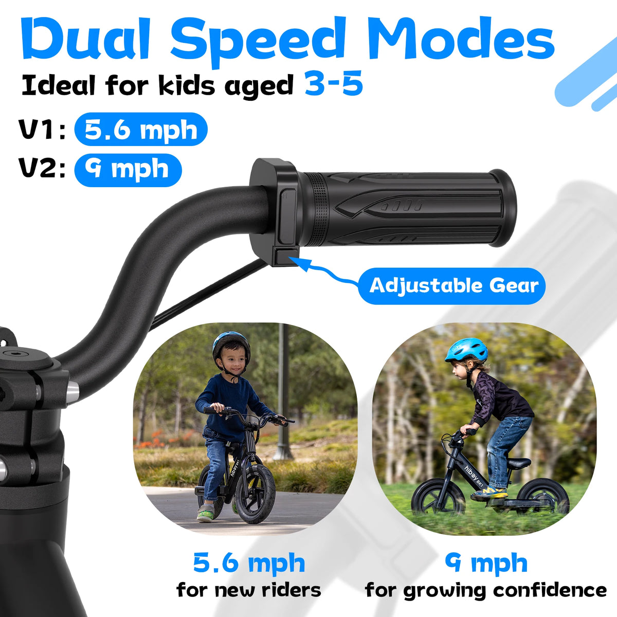 Hiboy BK1 Kids Electric Balance Bike 12 Inch Tire, 5.6/9mph Speed, Adjustable Seat, 4.9 Miles Range for Ages 3-5