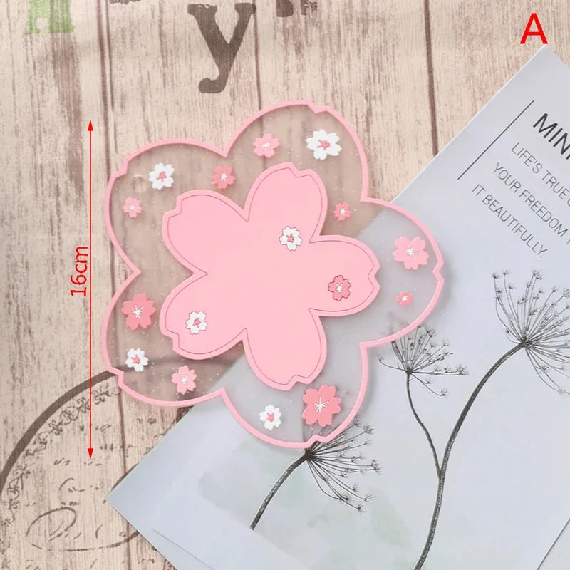 Cherry Blossom Heat Insulation Pad Dining Table Mat Anti-skid Cup pads Non-slip Coaster Kitchen Accessories Coasters Table Mat
