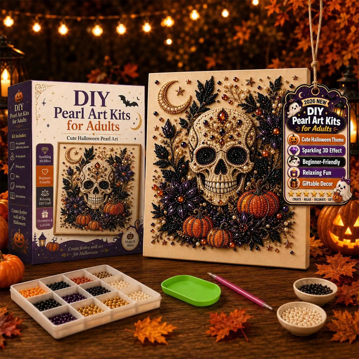 2026 New Halloween Ghost Pearl Art DIY Kit, Spooky Cute 3D Diamond Painting Crafts For Adults, DIY Fall Home Decor Wall Art