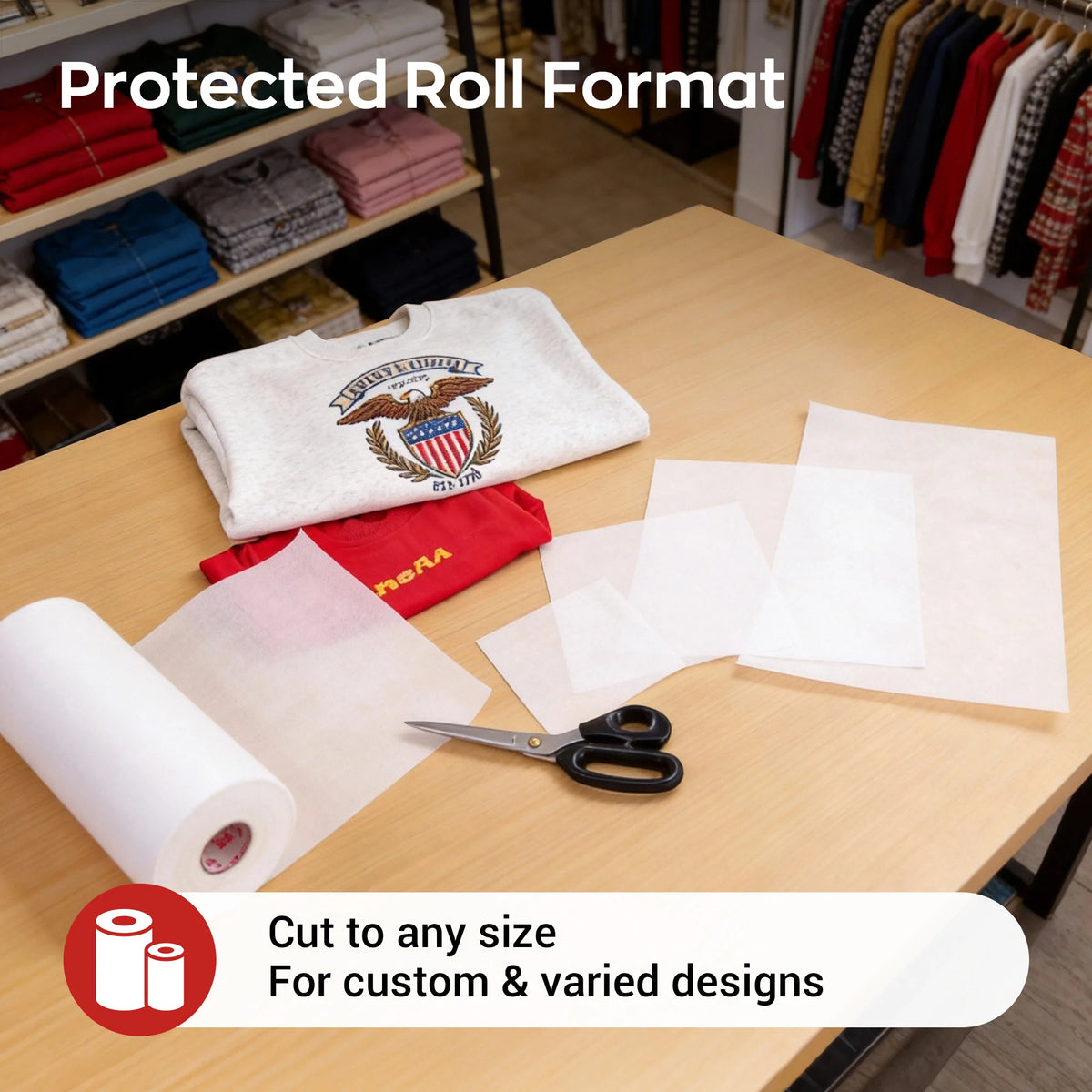 Poolin 2.5oz Cut Away Embroidery Stabilizer Roll Machine Embroidery Backing Support Material for T-Shirts Hats Towels DIY Sewing