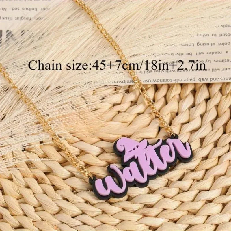 Customized Acrylic Nameplate Necklace Custom Gothic Halloween Acrylic Name Necklace  Personalized Gothic Jewelry Gift