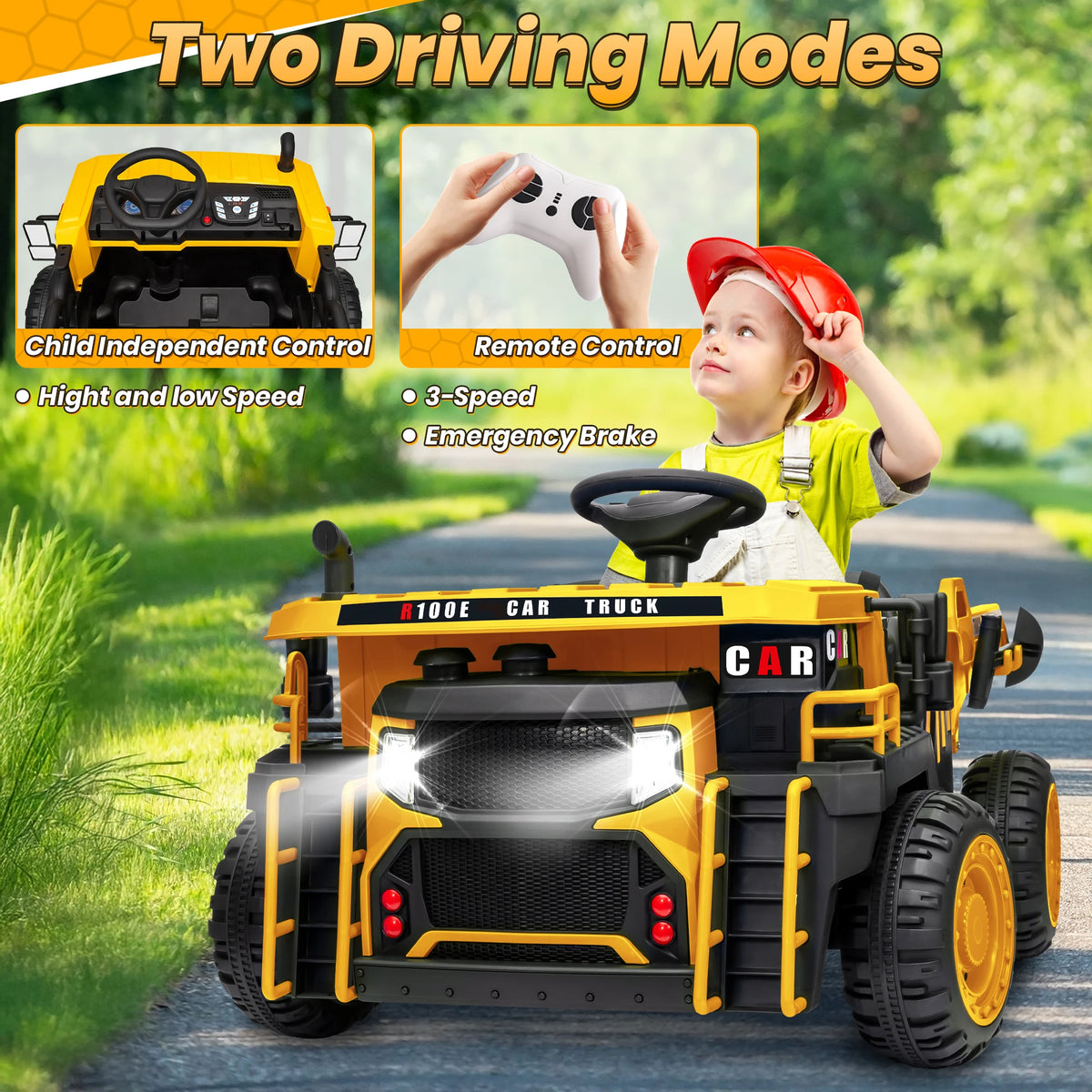 24V Ride on Toys with Remote Control, 2 Seater 400W Ride on Dump Truck, Electric Powered Ride on with Dump Bed, 3 Speeds, Shovel, Blue