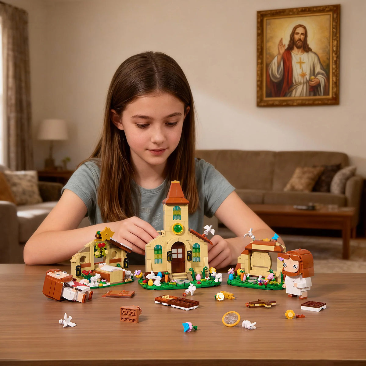 3in1 Jesus Building Blocks Set Easter Architecture Model Toys Gifts for Boys and Girls