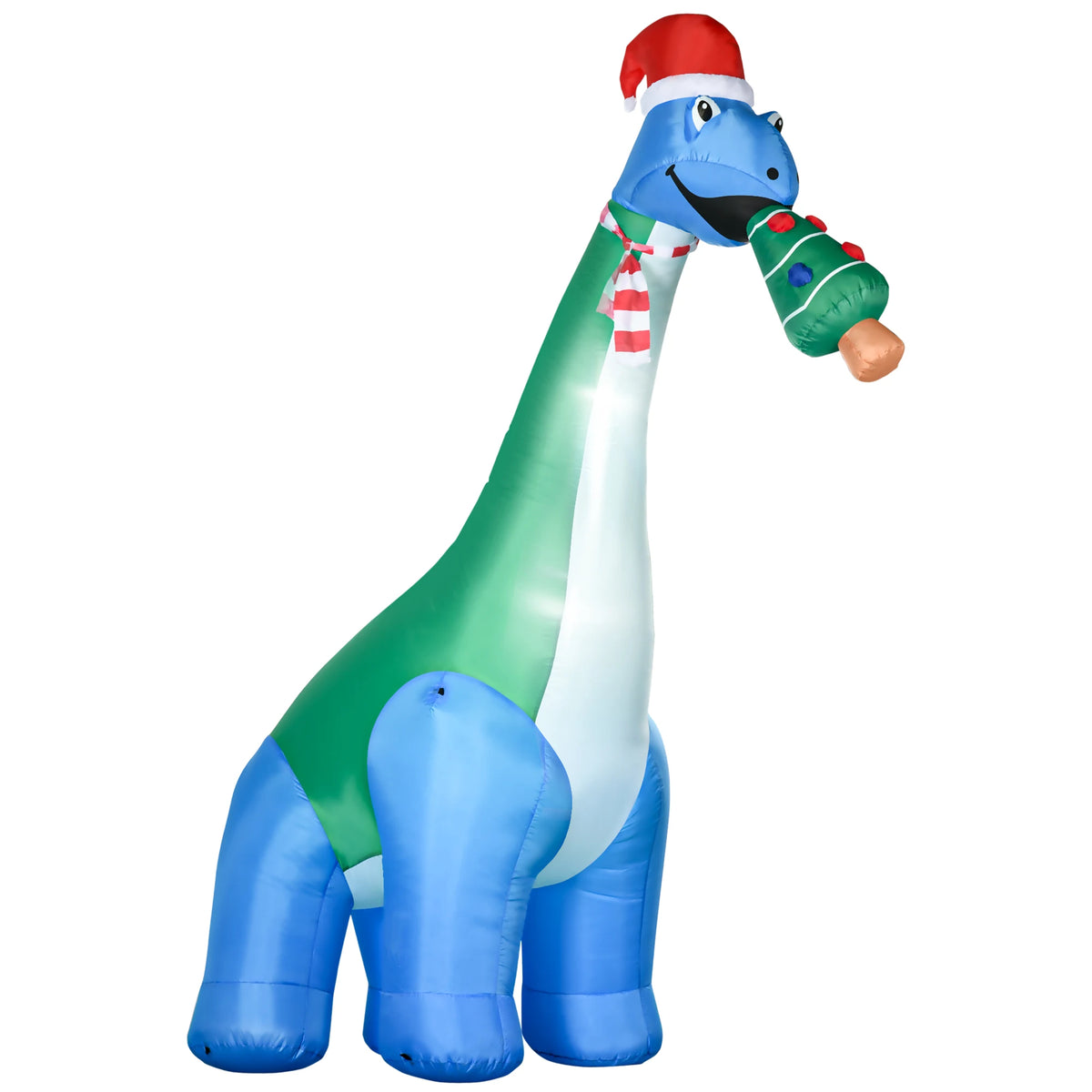 Homcom 11ft Long Christmas Inflatable Dinosaur with Christmas Tree in Its Mouth
