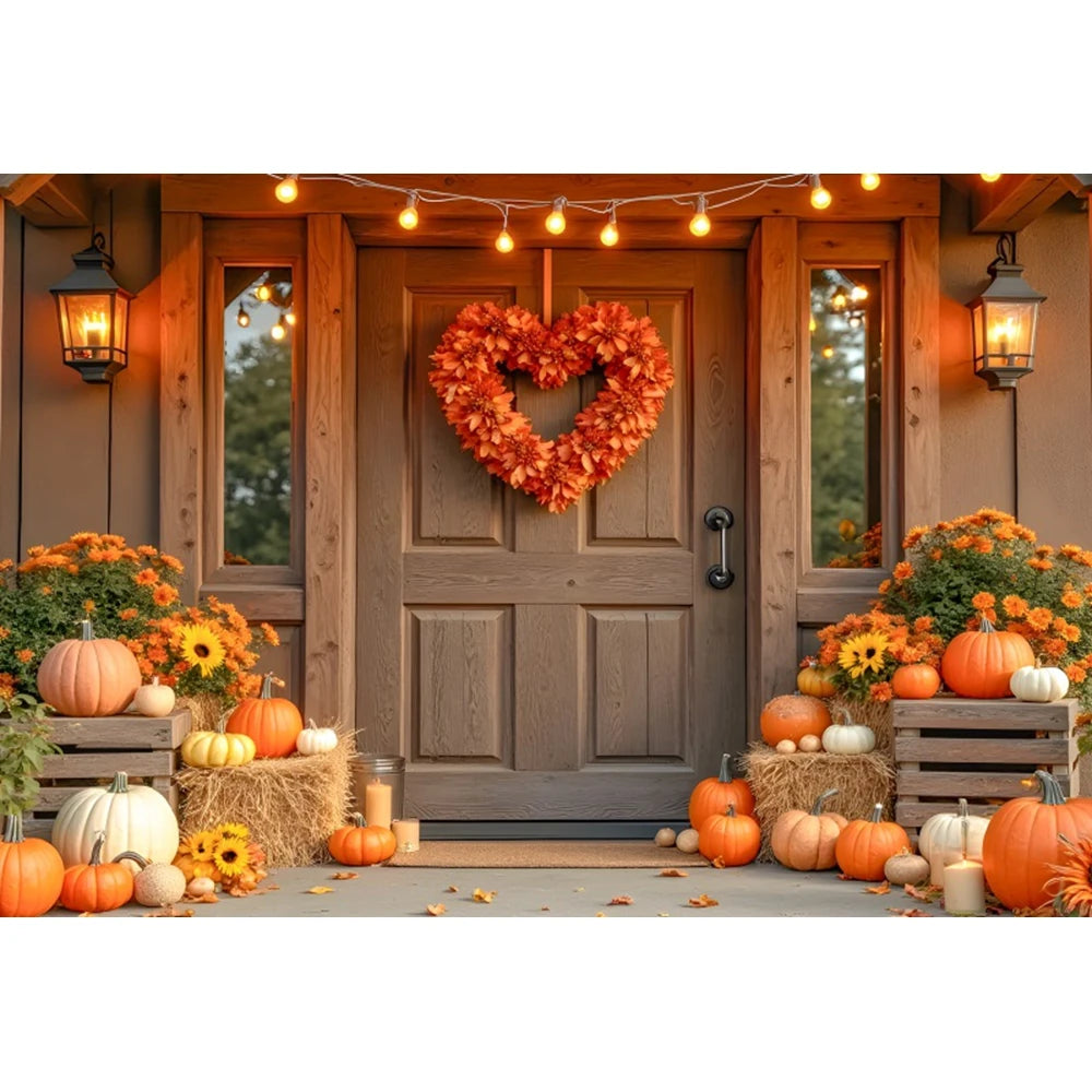 Autumn Photography Backdrop Grey Wooden Board Shining Pumpkin Sunflower 2026 Fall Thanksgiving Party Decoration Photo Background
