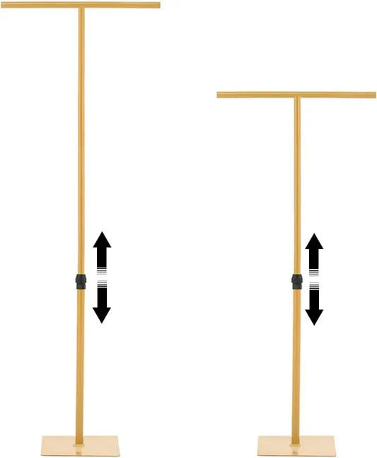 2pcs 8FT Backdrop Stand for Parties/Wedding Metal Background Stand Decor for Wedding, Birthday Party Baby Shower Gold
