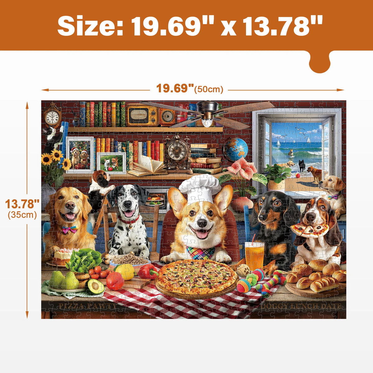 500 Piece Puzzles for Adults, Dogs' Dinner Party, Patterned Back Funny Dog Kitchen Jigsaw Puzzle, Dog Lovers Gift, Thick Cardboard Pieces, Snug Fit, Ideal for Family Game Nights Home Décor