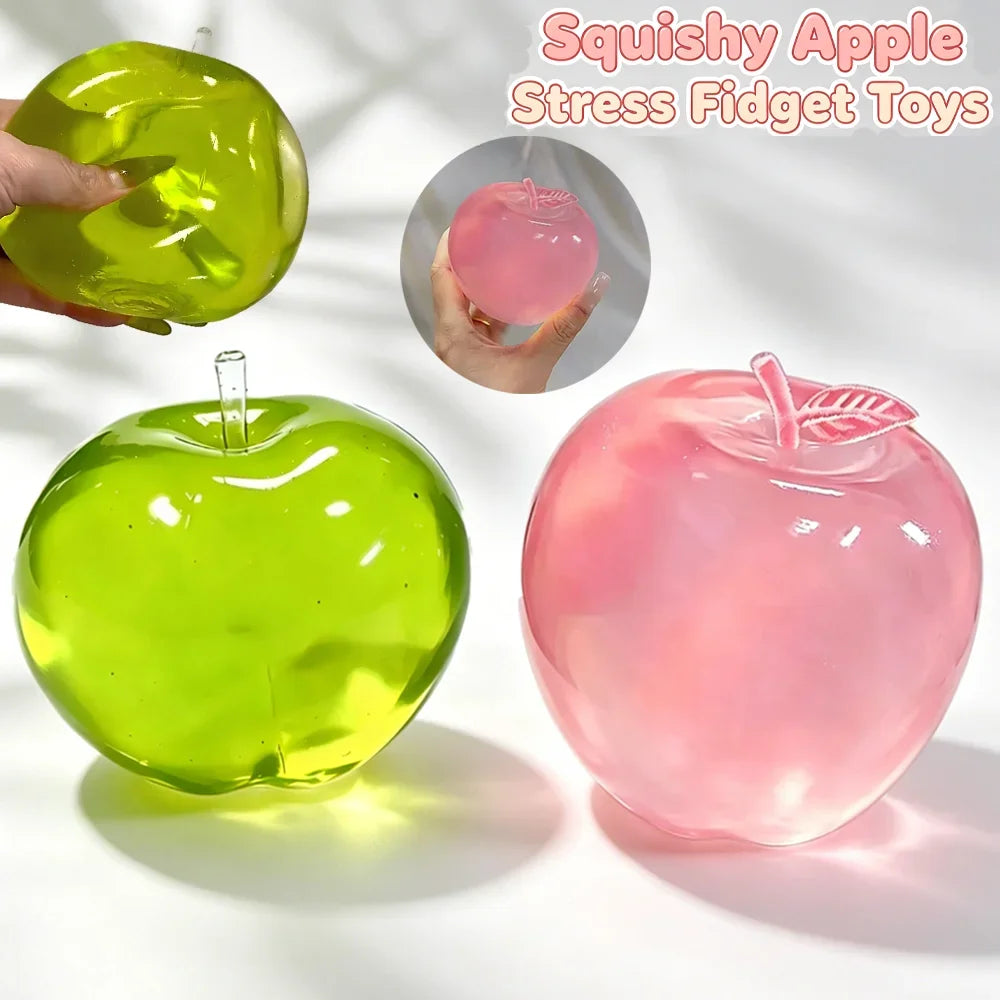 Green/Pink Apple Maltose Squishy Toys Anti Stress Sensory Fidgets Toy Soft Simulated Transparent Slow-rebound Decompression Toy