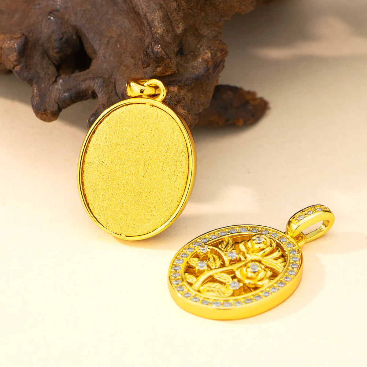 Luxury 24K 9999 Pure Gold real gold Women's Diamond Rose Pendant Necklace