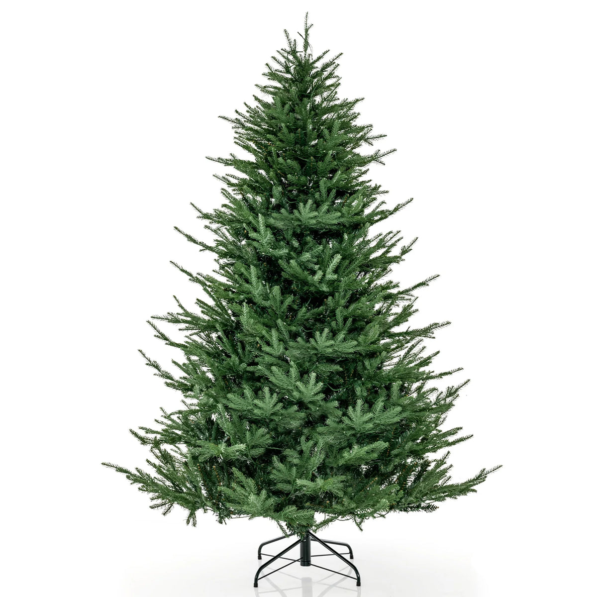 6/ 7 FT Pre-Lit Artificial Christmas Tree, Foldable Metal Stand, Xmas Holiday Party Decor for Office, Home