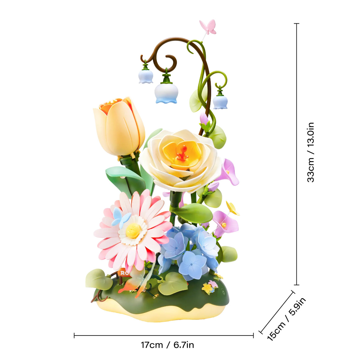 ROKR 3D Puzzle Toys Garden Ramble DIY Flower Bouquet Model Building Kit 4 Lighting Modes Night Light for Room Decor Birthday Gift for Girls Adults