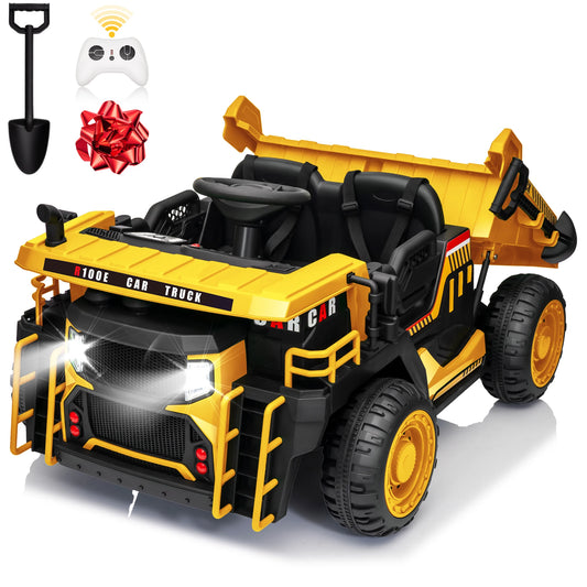24V Ride on Toys with Remote Control, 2 Seater 400W Ride on Dump Truck, Electric Powered Ride on with Dump Bed, 3 Speeds, Shovel, Blue