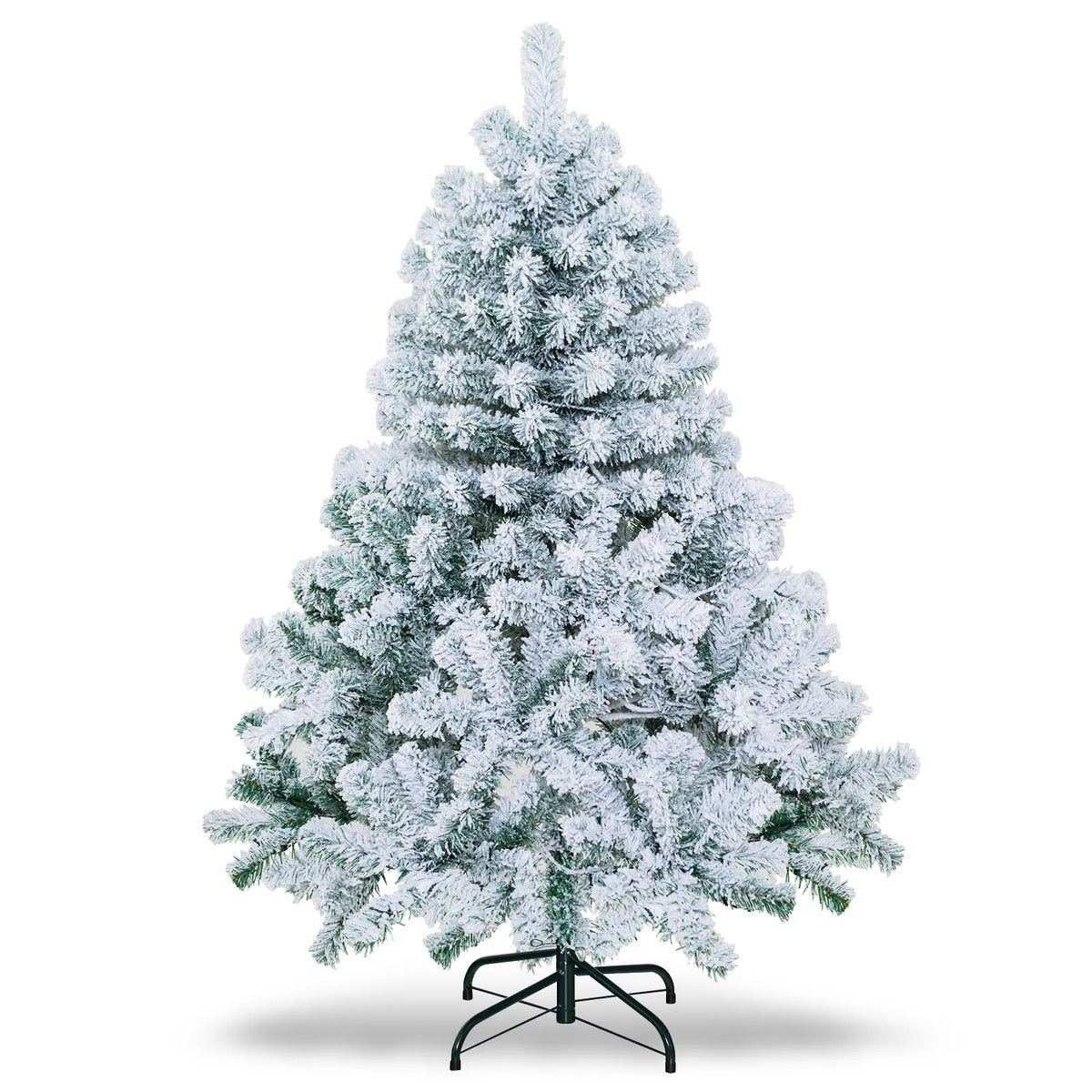 4. 5 FT Snow Flocked Christmas Tree, w/ Metal Stand for Festival & Party Decoration