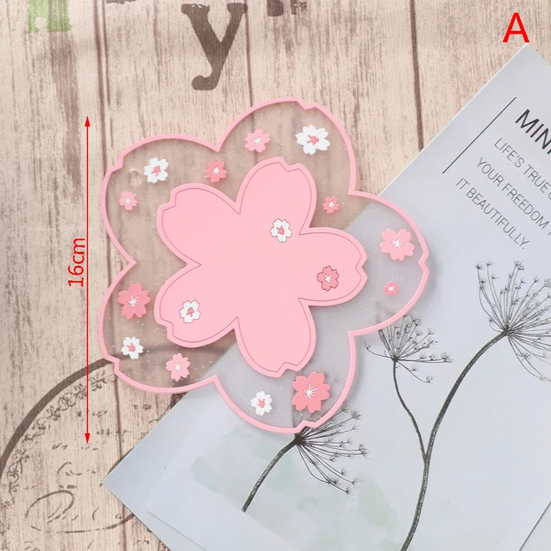 Cherry Blossom Heat Insulation Pad Dining Table Mat Anti-skid Cup pads Non-slip Coaster Kitchen Accessories Coasters Table Mat