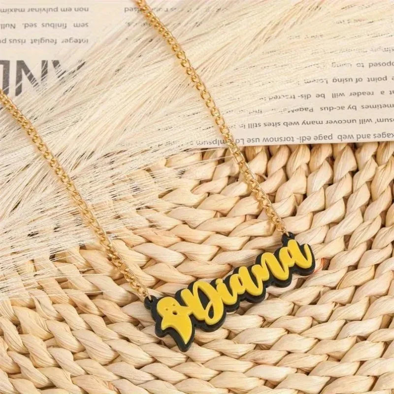 Customized Acrylic Nameplate Necklace Custom Gothic Halloween Acrylic Name Necklace  Personalized Gothic Jewelry Gift