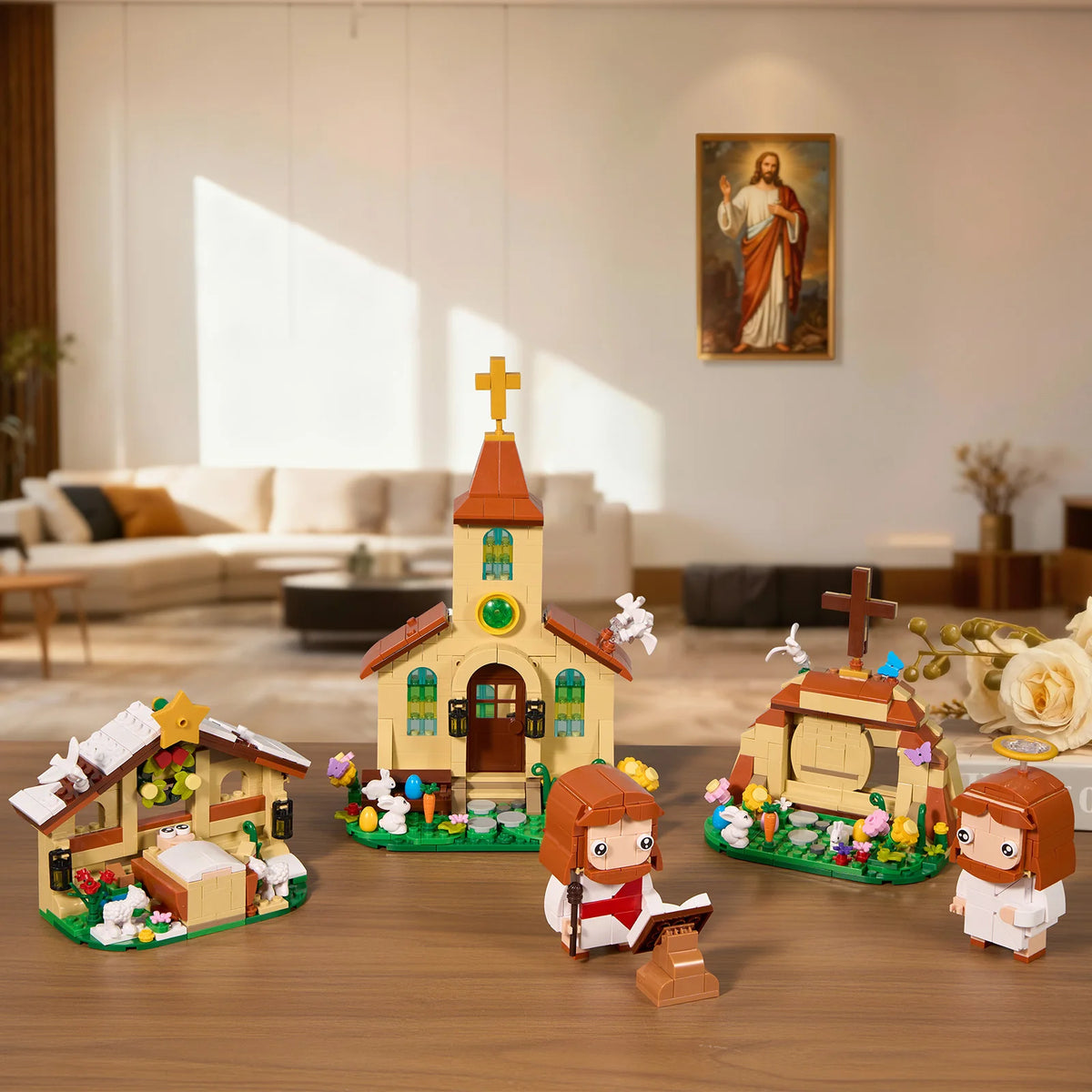 3in1 Jesus Building Blocks Set Easter Architecture Model Toys Gifts for Boys and Girls