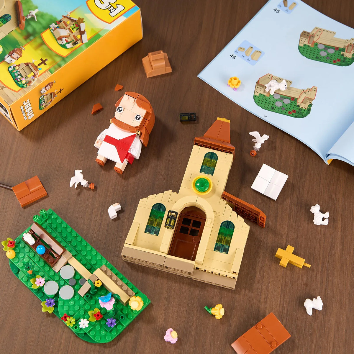 3in1 Jesus Building Blocks Set Easter Architecture Model Toys Gifts for Boys and Girls