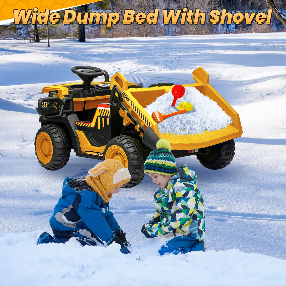 24V Ride on Toys with Remote Control, 2 Seater 400W Ride on Dump Truck, Electric Powered Ride on with Dump Bed, 3 Speeds, Shovel, Blue