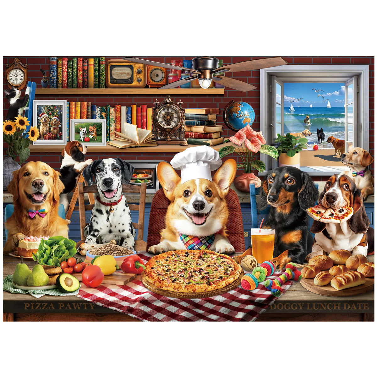 500 Piece Puzzles for Adults, Dogs' Dinner Party, Patterned Back Funny Dog Kitchen Jigsaw Puzzle, Dog Lovers Gift, Thick Cardboard Pieces, Snug Fit, Ideal for Family Game Nights Home Décor