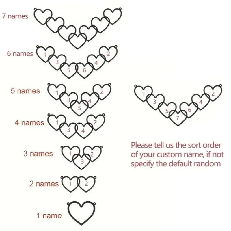 Roro's Custom Heart Name Necklace in Gold Personalized Multiple Names Dainty Couple Necklace Family Keepsake Pendant