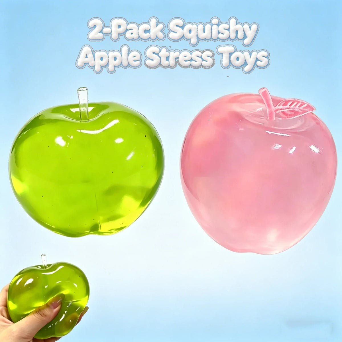 Green/Pink Apple Maltose Squishy Toys Anti Stress Sensory Fidgets Toy Soft Simulated Transparent Slow-rebound Decompression Toy