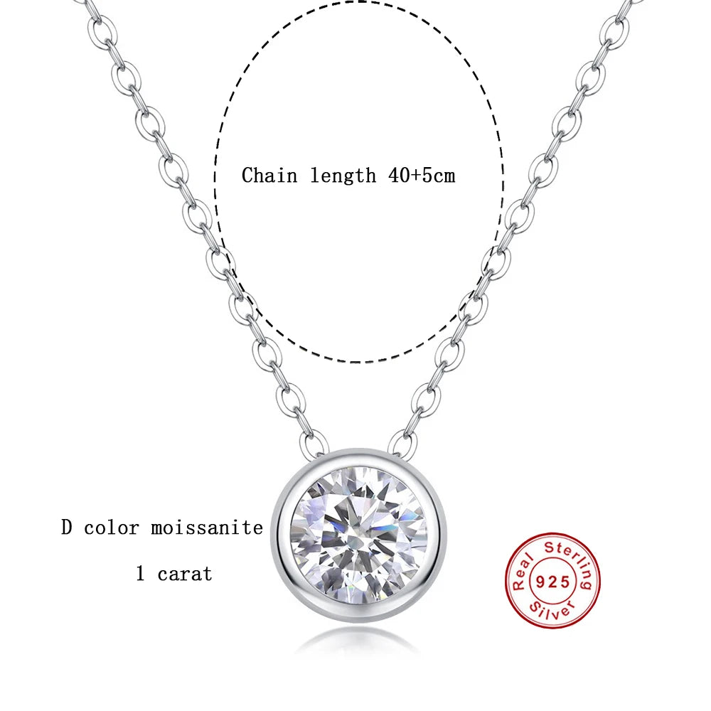 Cbtb S925 Sterling Silver 1 Carat Moissanite Round Pendant Cross Chain Necklace Women Engagement Fashion Jewelry Wholesale
