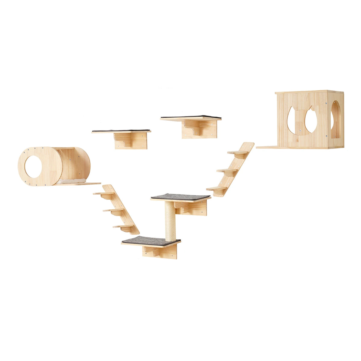 SucceBuy Wall Mounted Cat Shelves Cat Wall Shelves and Perches with Jumping Boards Hammocks & Cat Tree Cat Furniture and Shelves