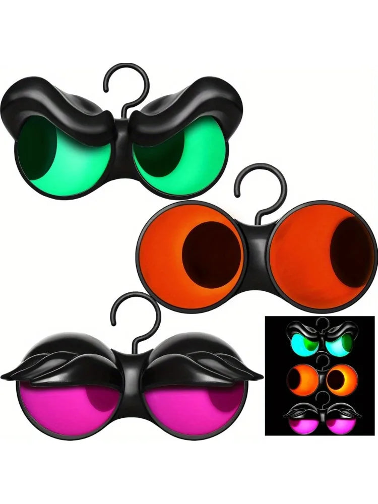 3 Pack Halloween Decorations Indoor Flashing Peeping Eyes Lights with Timer, Halloween Glowing Decorations Outdoor Party Supplies, Spooky Animated Lights Eyes Decor for Yard Lawn Garden