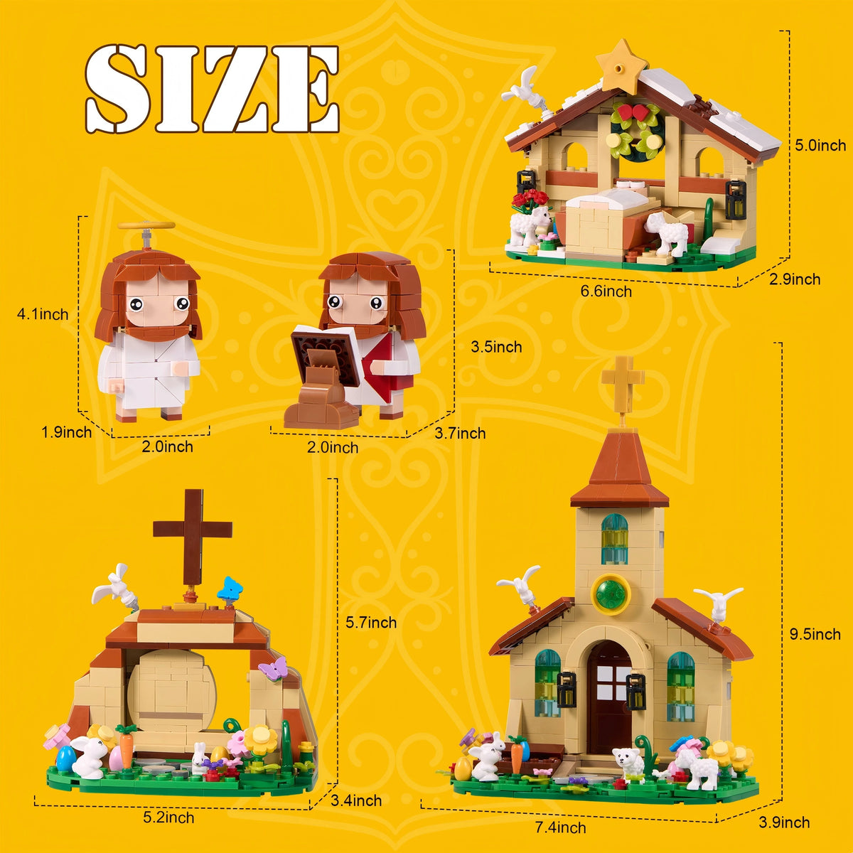 3in1 Jesus Building Blocks Set Easter Architecture Model Toys Gifts for Boys and Girls