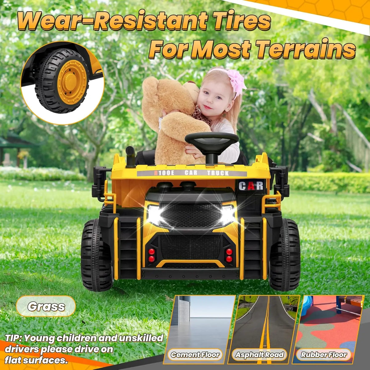 24V Ride on Toys with Remote Control, 2 Seater 400W Ride on Dump Truck, Electric Powered Ride on with Dump Bed, 3 Speeds, Shovel, Blue