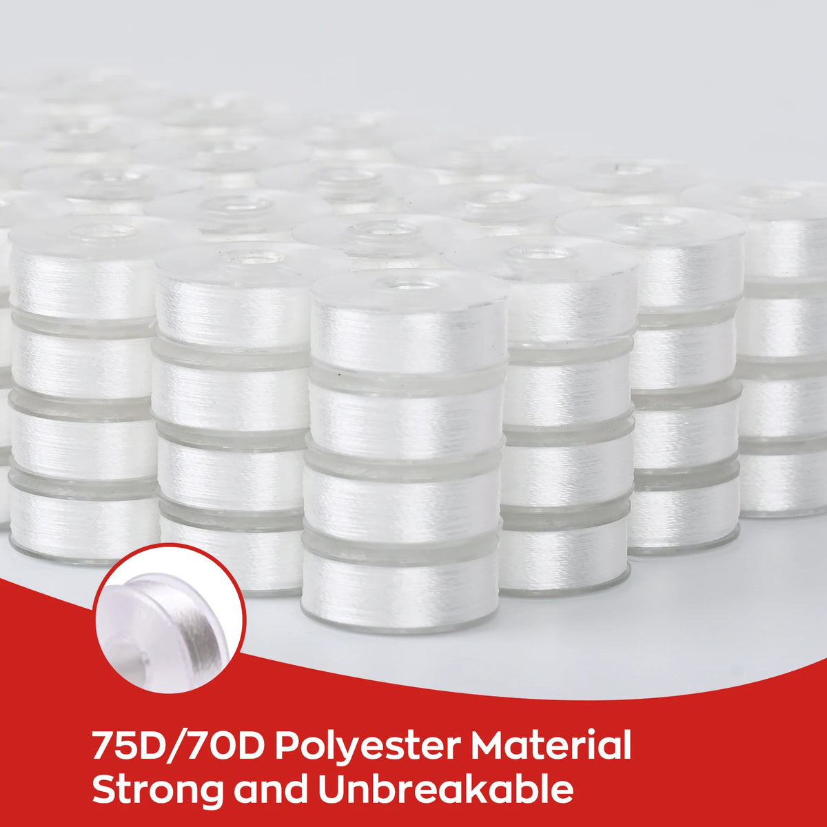Plastic Sided 144PCS Prewound Embroidery Bobbins Size L 75D/2 Polyester Bobbin Thread for Brother Janome Embroidery Machine