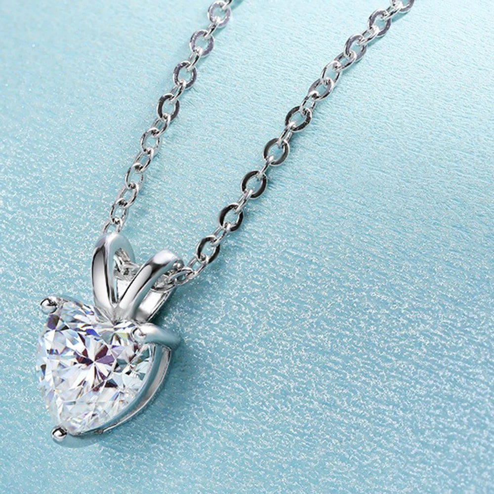 Cbtb Fashion 925 Sterling Silver Cross Chain Heart Shaped Moissanite Pendant Necklace for Women Engagement Jewelry US Shipping
