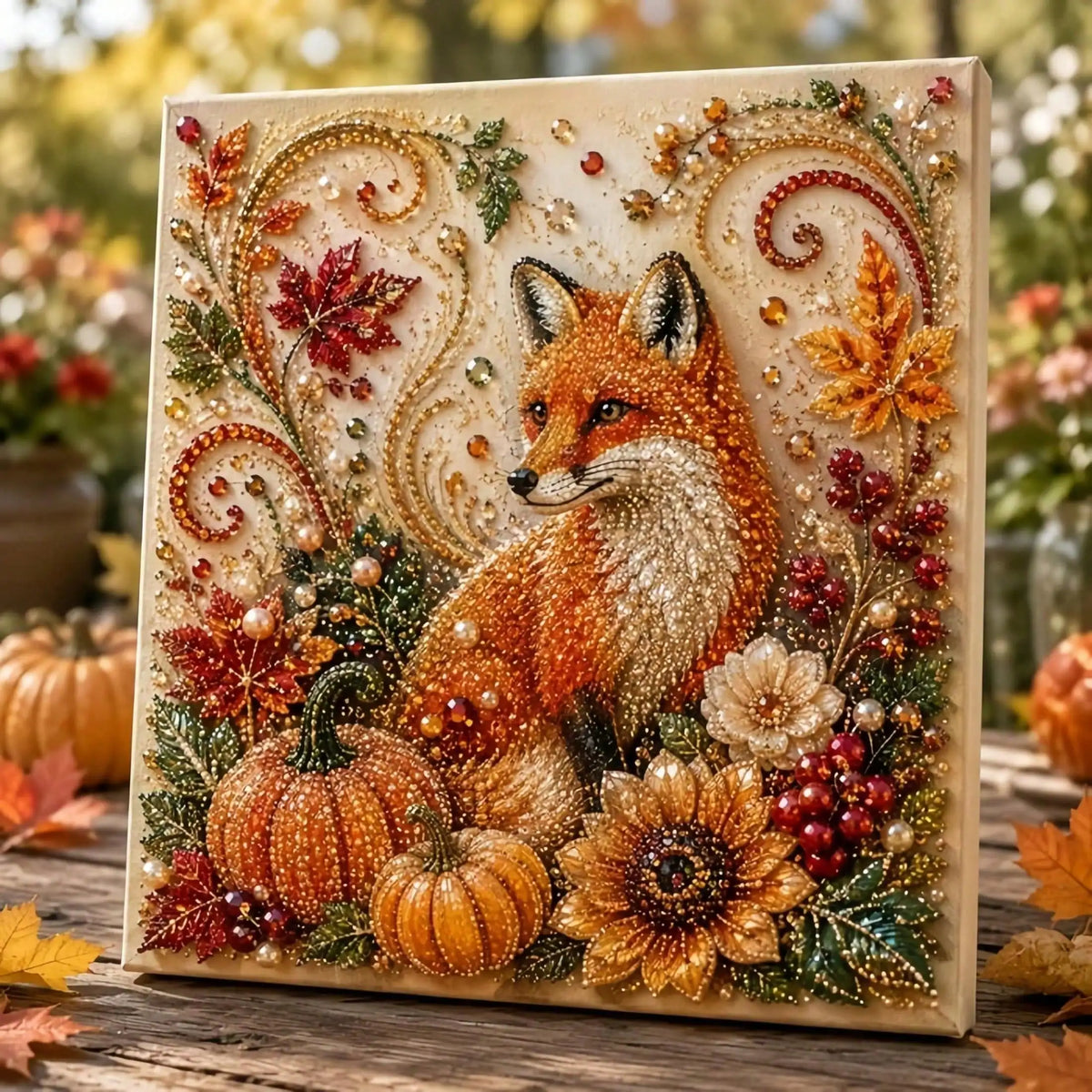 Autumn Pumpkin Pearl Painting Kit, 5D Diamond Art DIY Craft For Adults & Beginners, Cute Fall Harvest Painting Set