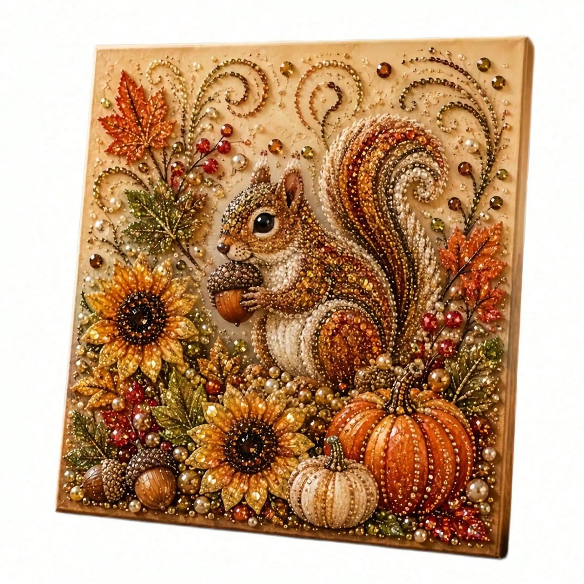 Autumn Pumpkin Pearl Painting Kit, 5D Diamond Art DIY Craft For Adults & Beginners, Cute Fall Harvest Painting Set