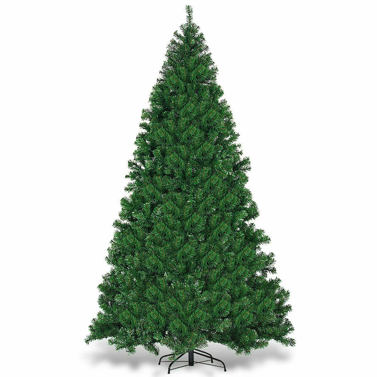 9 FT Tall Pre-Lit Artificial Christmas Tree, Foldable Metal Stand, Home Office Party Decoration, Green