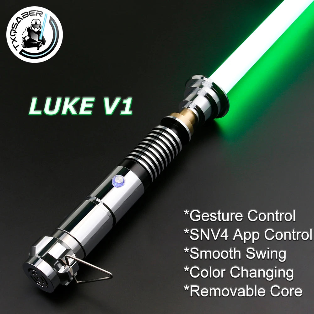 TXQSABER Luke Lightsaber Skywalker Neo Pixel Smooth Swing Light Sword 16 Soundfonts Glossy Metal Handle Blaster Replica Toy Kids