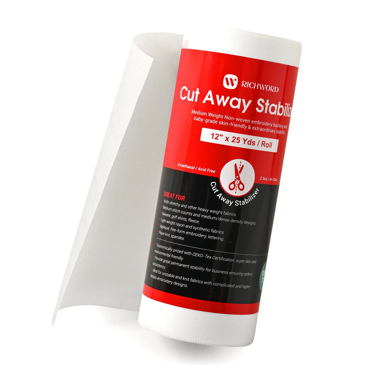 Poolin 2.5oz Cut Away Embroidery Stabilizer Roll Machine Embroidery Backing Support Material for T-Shirts Hats Towels DIY Sewing